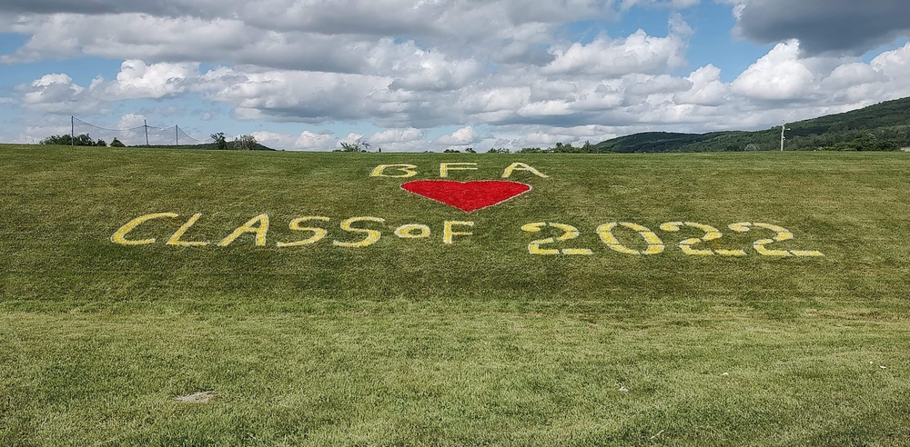 Image of field painted congratulating Class of 2022