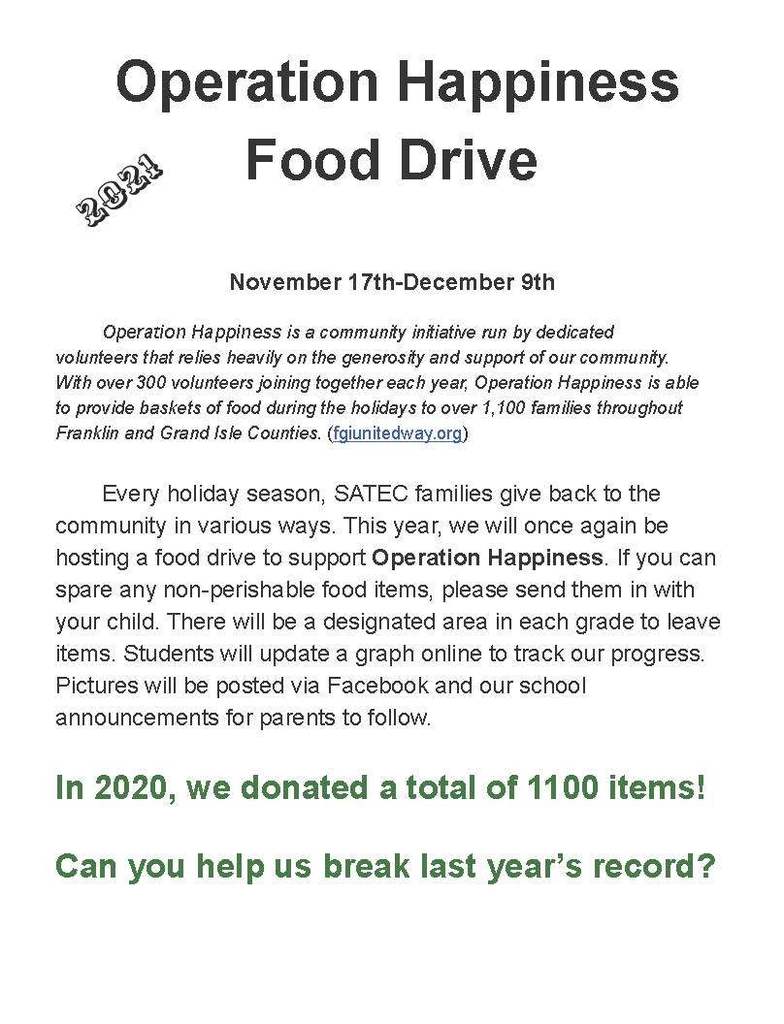 Operation Happiness Food Drive